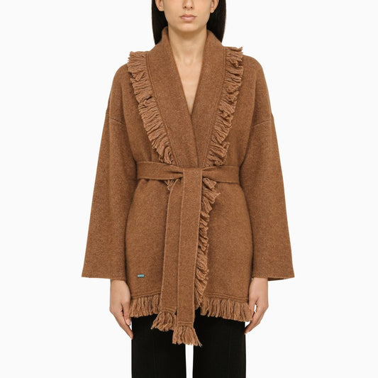 Brown cashmere and silk cardigan