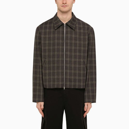 Wool blend checked zipped jacket