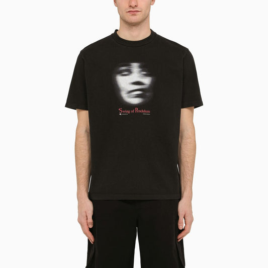 Black cotton T-shirt with print