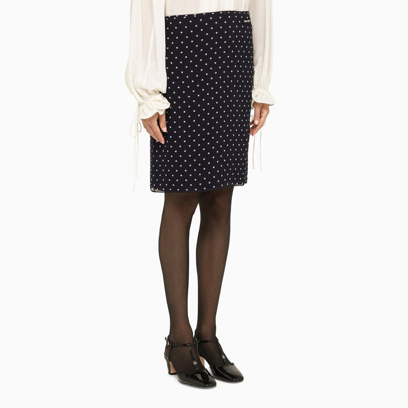 Blue polka dot knee-length skirt