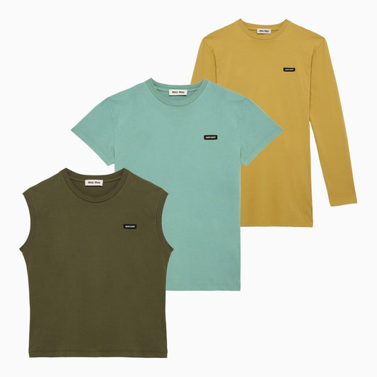 Set of three cedar/jade/military cotton t-shirts