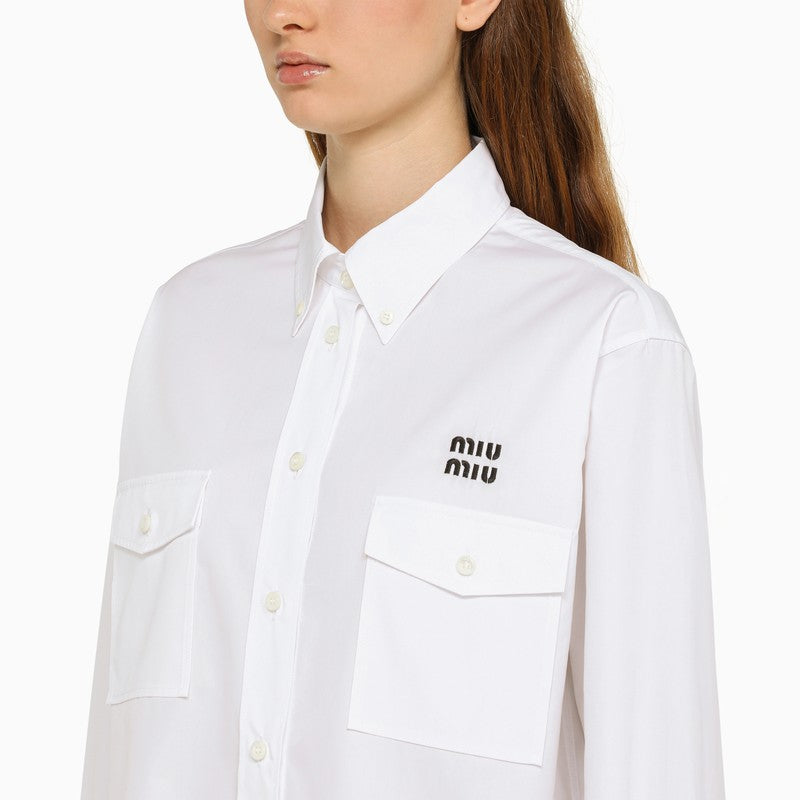 White poplin cropped shirt