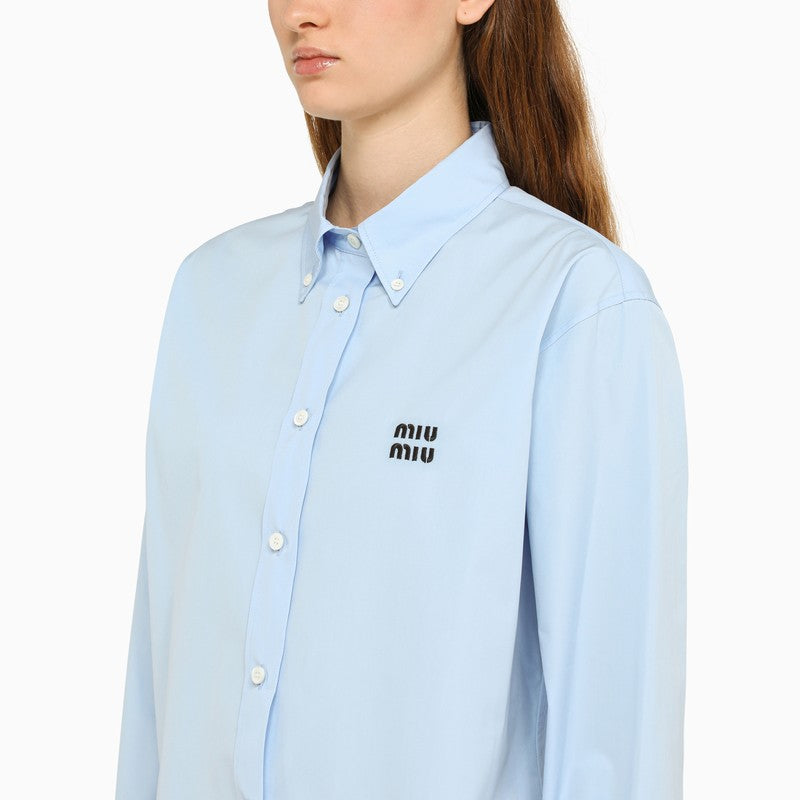 Blue button-down cropped shirt – d.code