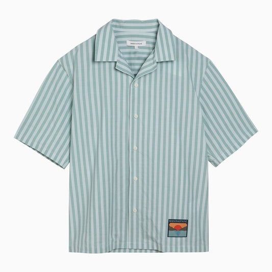 Short-sleeved striped cotton shirt