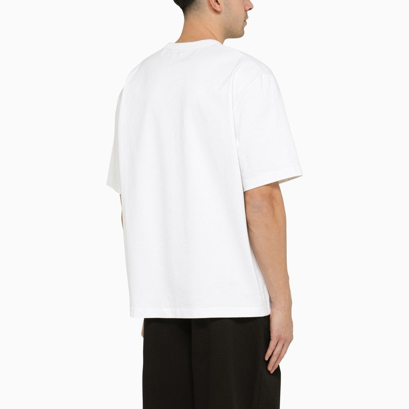 White oversize crewneck t-shirt with logo