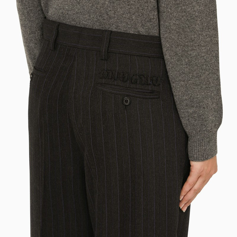 Black wool pinstripe trousers