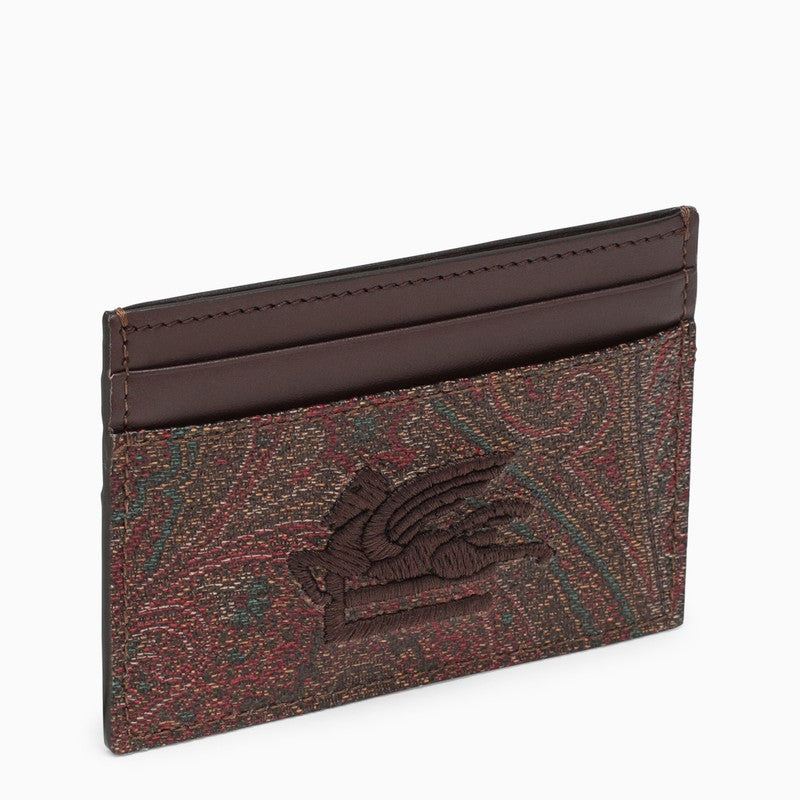 Paisley card case in coated canvas with logo