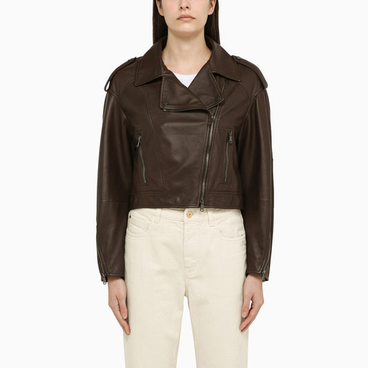 [WOMEN][DIGGING]Dark brown leather jacket