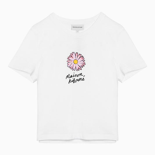 [키워드샵]White cotton T-shirt with logo print