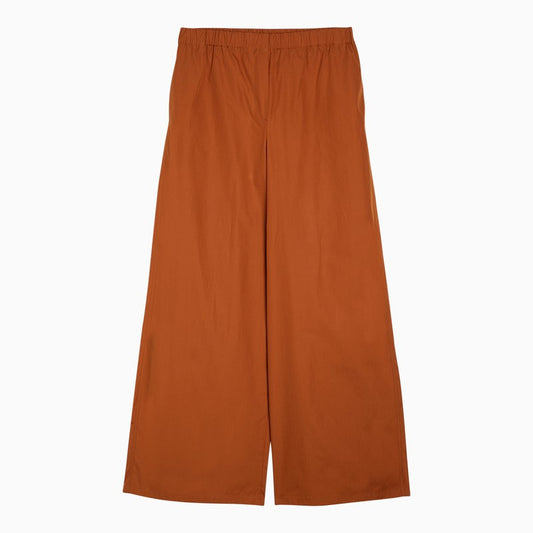 Wide earth-coloured cotton trousers