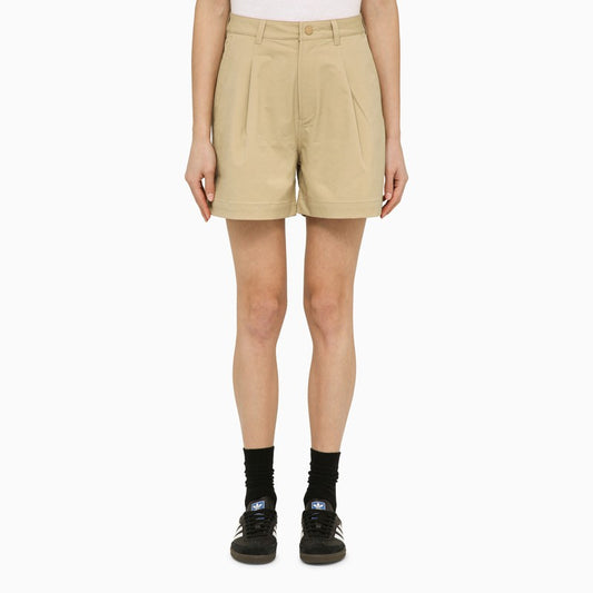 Beige cotton-blend bermuda shorts