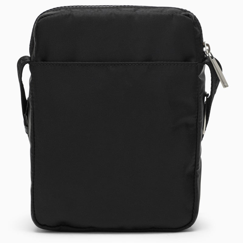 Black nylon shoulder bag with logo