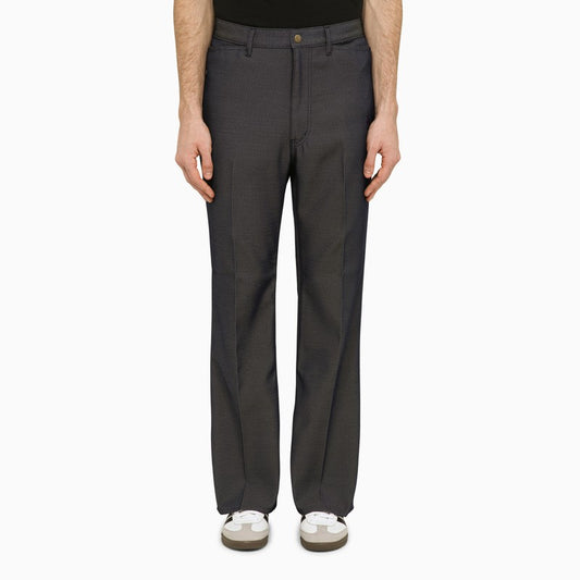 Straight twill navy blue trousers
