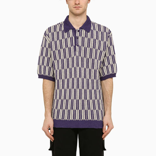 Purple and grey short-sleeved polo shirt
