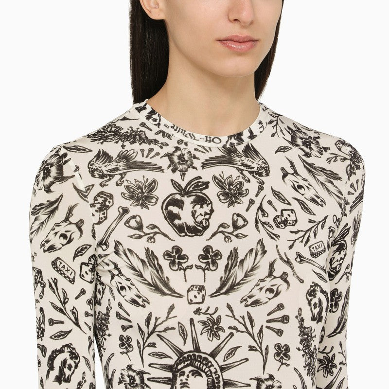Long-sleeved top with tattoo print
