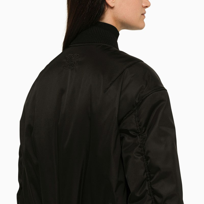 Black padded nylon bomber jacket