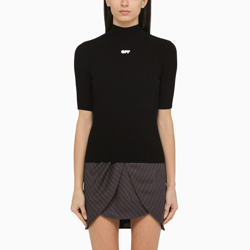 Black short-sleeved top with logo