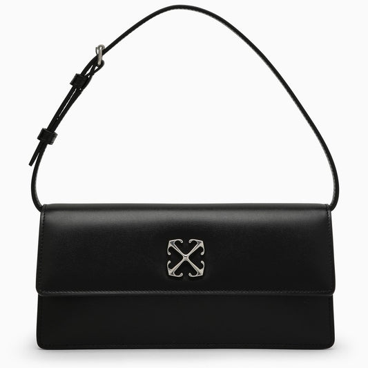 Black leather handbag with logo
