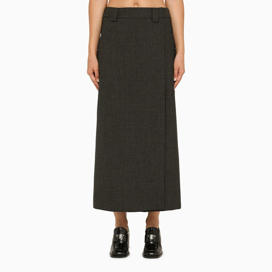 Long wool slate skirt