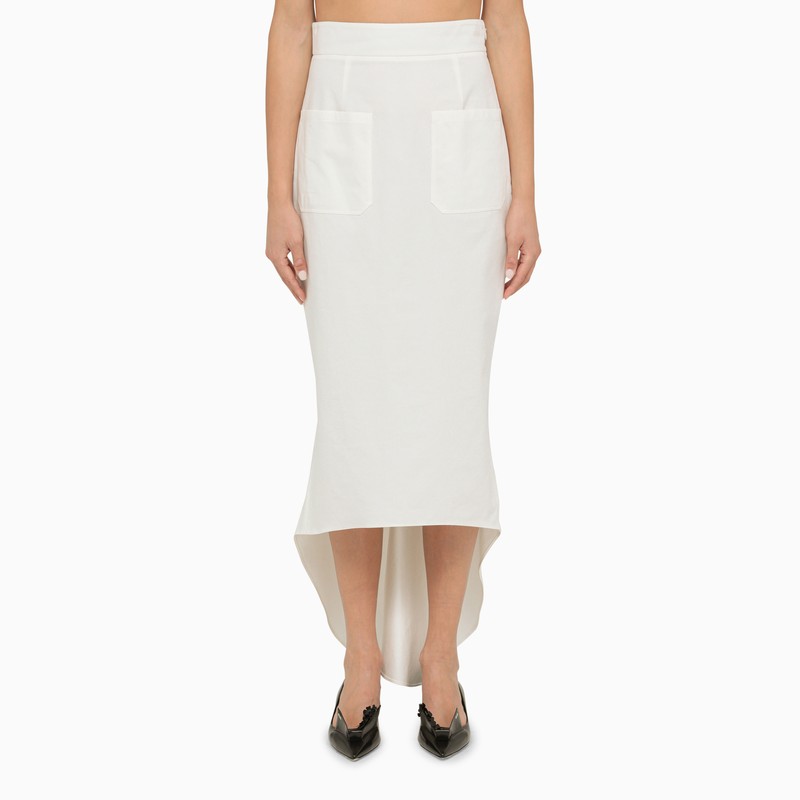 White asymmetrical midi skirt