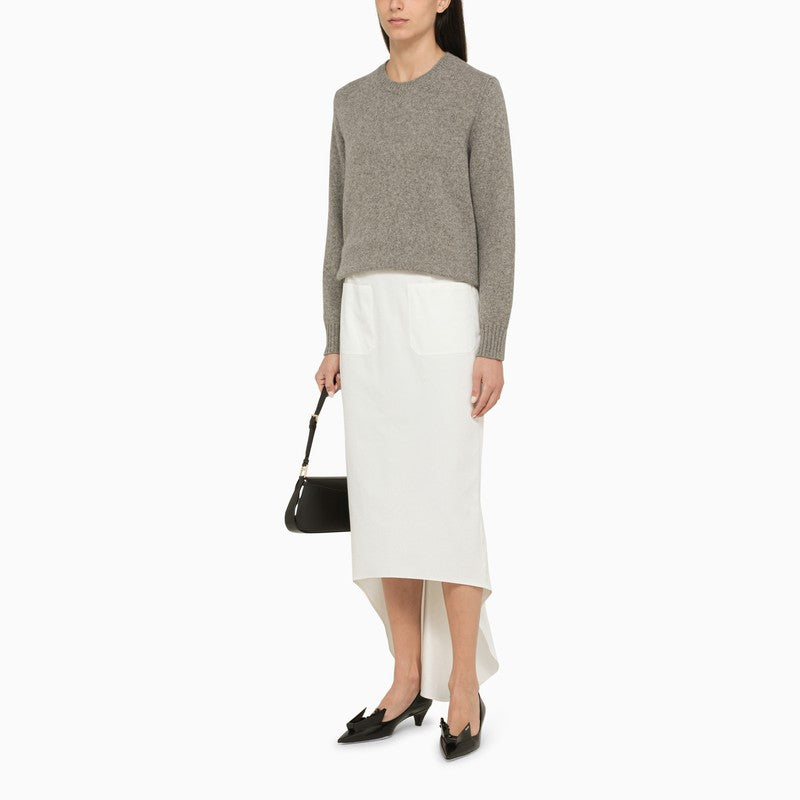 White asymmetrical midi skirt