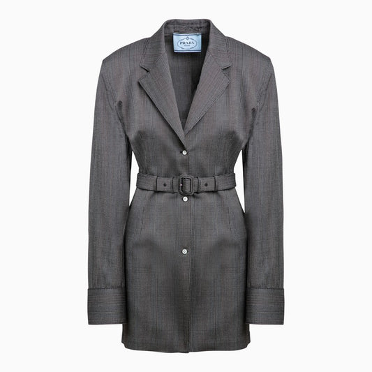 Smoke grey single-breasted jacket in wool