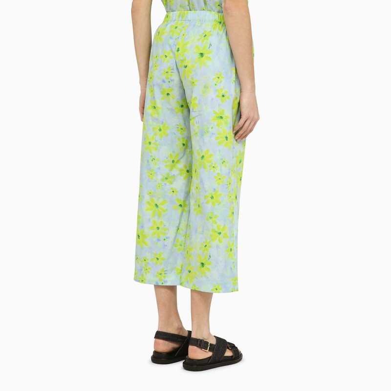 Light blue/green cotton cropped trousers
