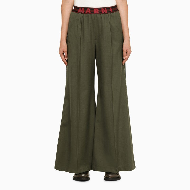 Forest green wide trousers