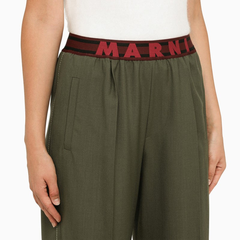 Forest green wide trousers