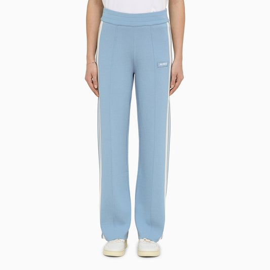 Light blue/white viscose blend sports trousers