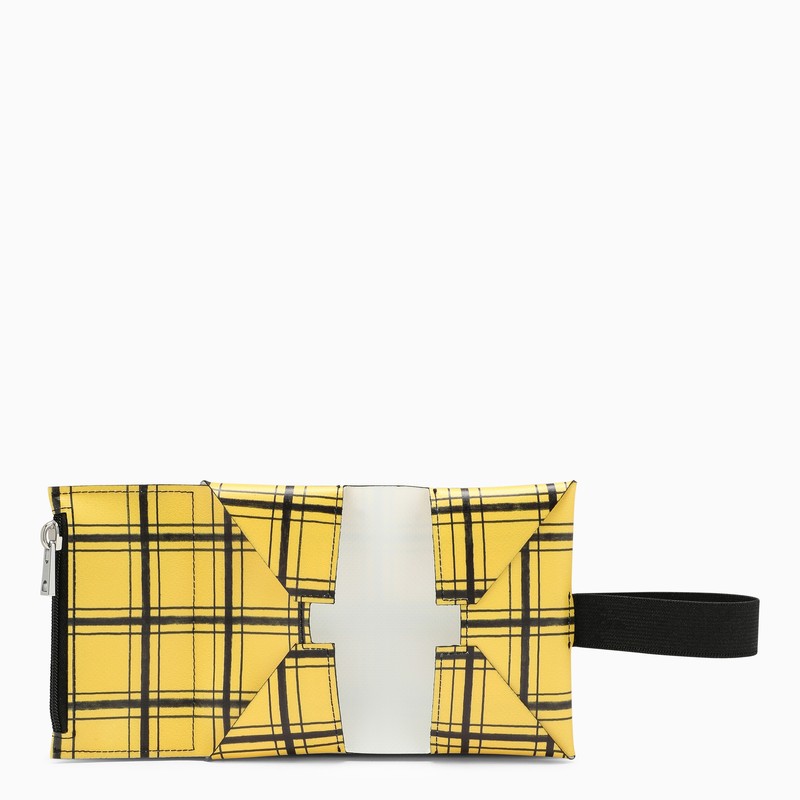 Tri-fold wallet black/yellow check