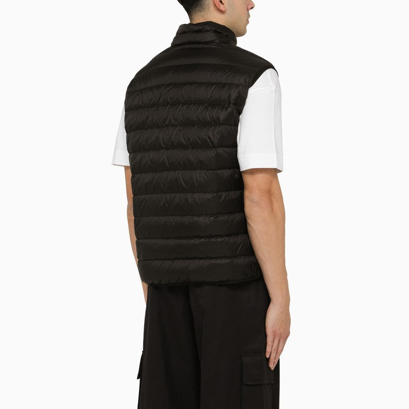 Black padded nylon waistcoat