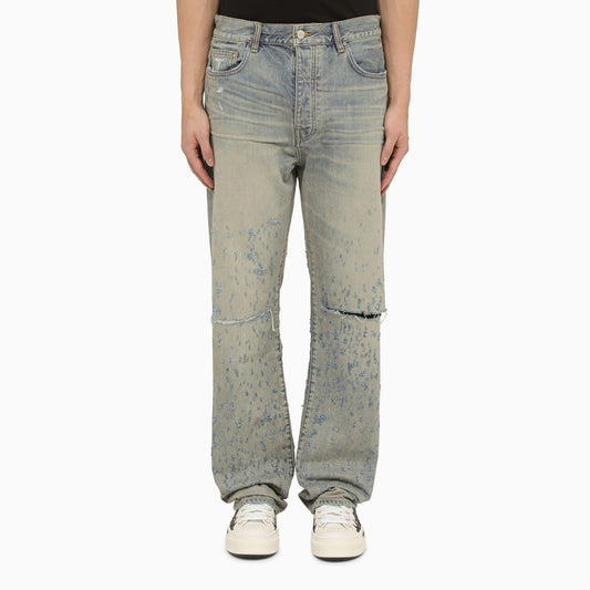 Antique indigo jeans with rips