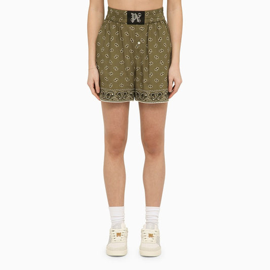 Boxer shorts with military green print