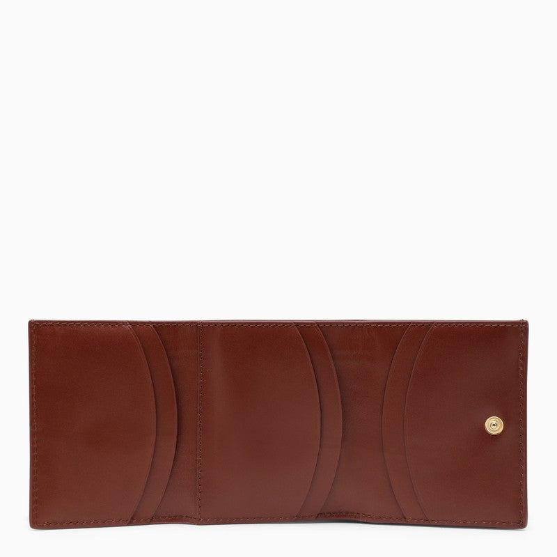 Genève hazelnut leather trifold wallet
