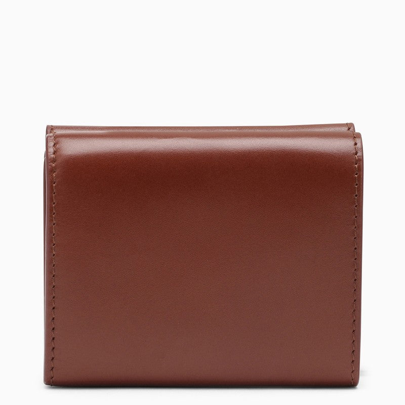 Genève hazelnut leather trifold wallet