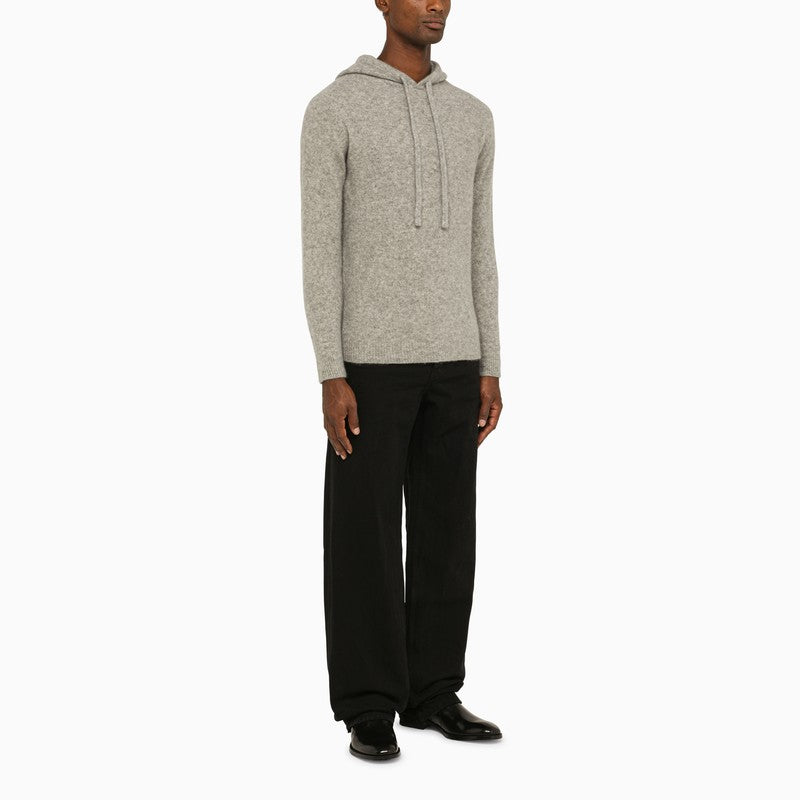 Grey cashmere hooded jumper