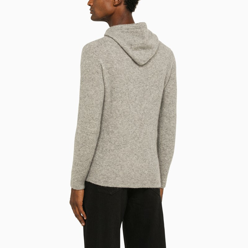 Grey cashmere hooded jumper