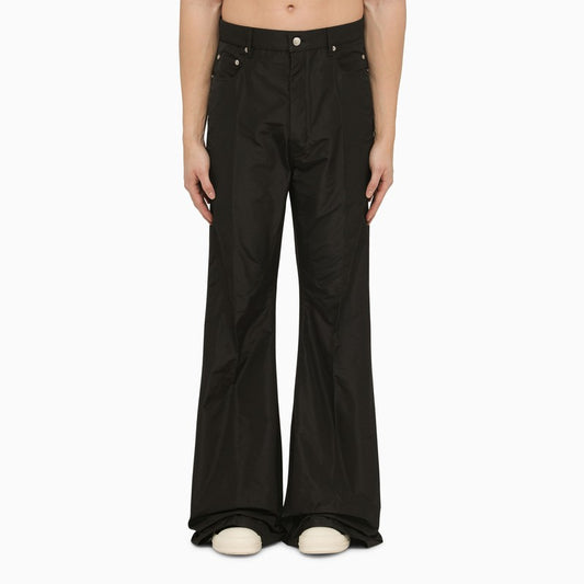 Black cotton flared trousers