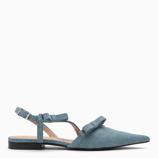 Denim slingback with bows