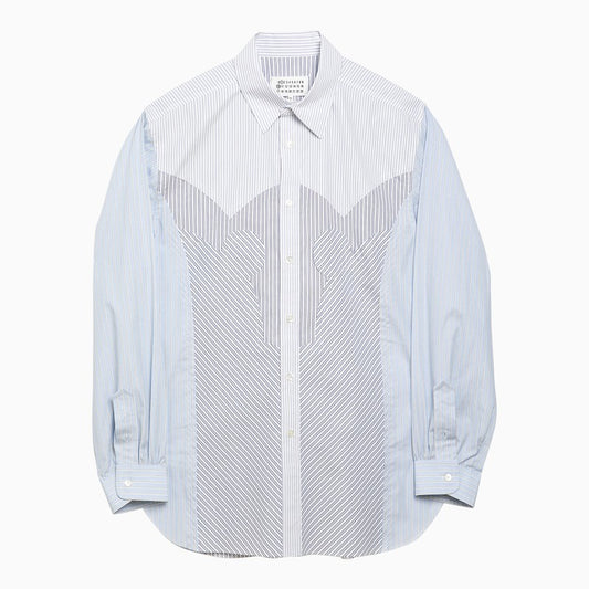 White/blue striped cotton shirt
