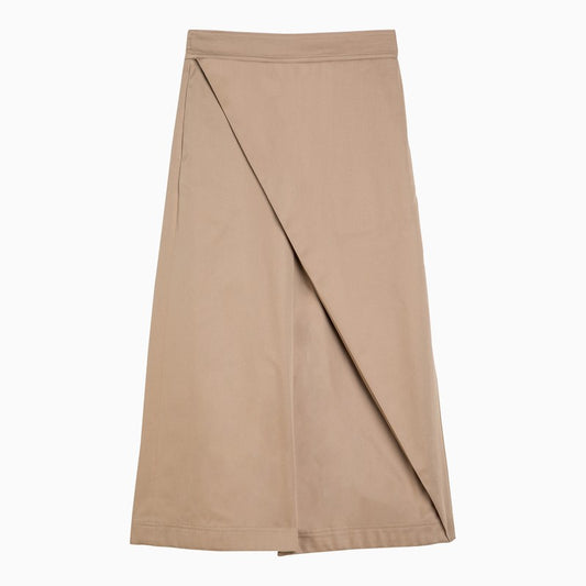 Beige cotton cropped trousers