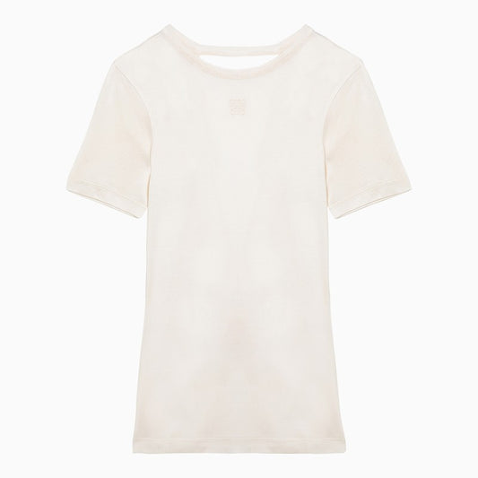 White silk blend knot T-shirt