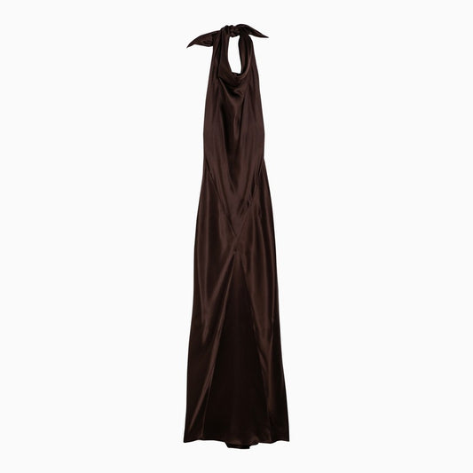 Chocolate silk long dress