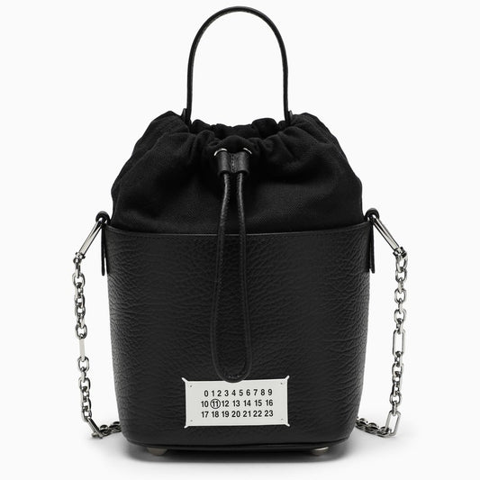 Black bucket bag by 5AC in leather and canvas