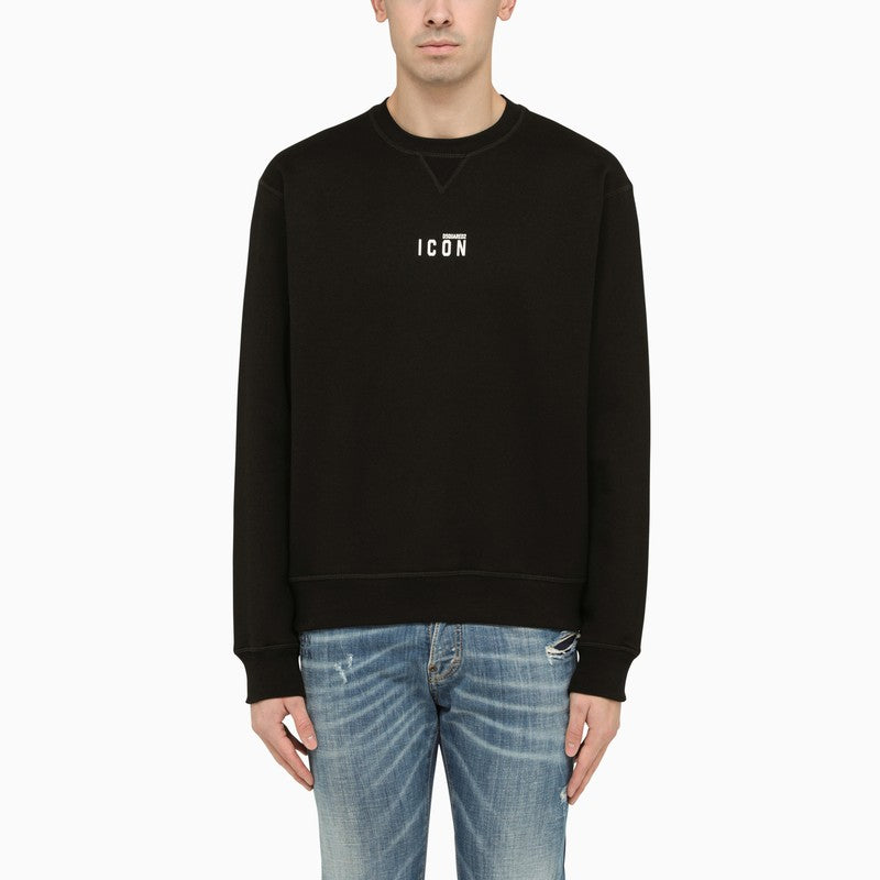 Black cotton crewneck sweatshirt
