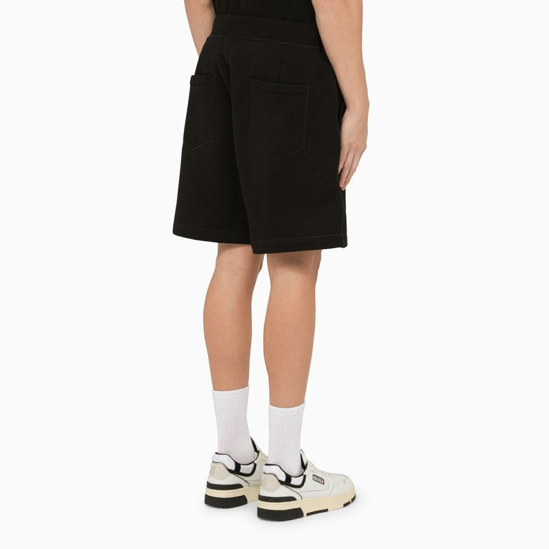 Black bermuda shorts with Icon print