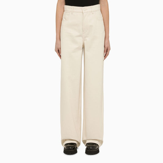 Ivory cotton wide trousers