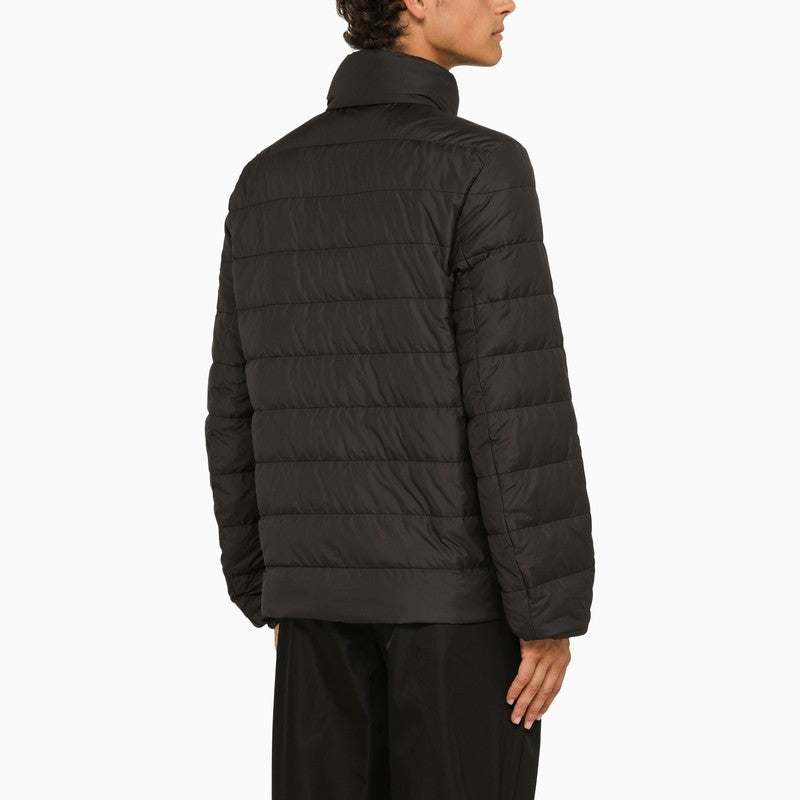Black quilted slim down jacket