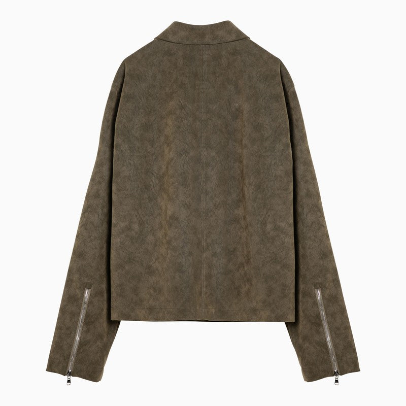[MEN][NEW IN]Moss-coloured Bardem jacket in synthetic suede